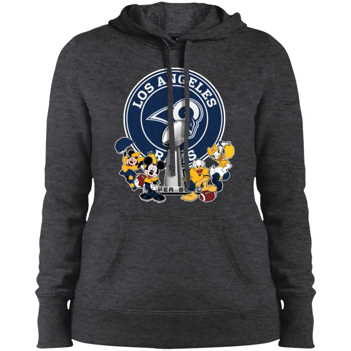 Los Angeles Rams Super Bowl 2019 Mickey Minnie Mouse Donald Daisy Duck Football Nfl Women Hooded Sweatshirt