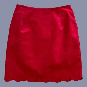 Louche Alicja Red Scalloped Hem Babycord Mini Skirt - 14