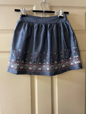 <€€* Womens Juniors XSmall AMERICAN EAGLE OUTFITTERS Blue Cotton Skirt Embroidered