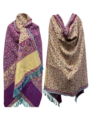 LUXURY PURPLE COLOR oversize Scarf Yak Wool floral yoga blanket stole unisex study Wrap Meditation Soft soft warm Shawl special Gift for all