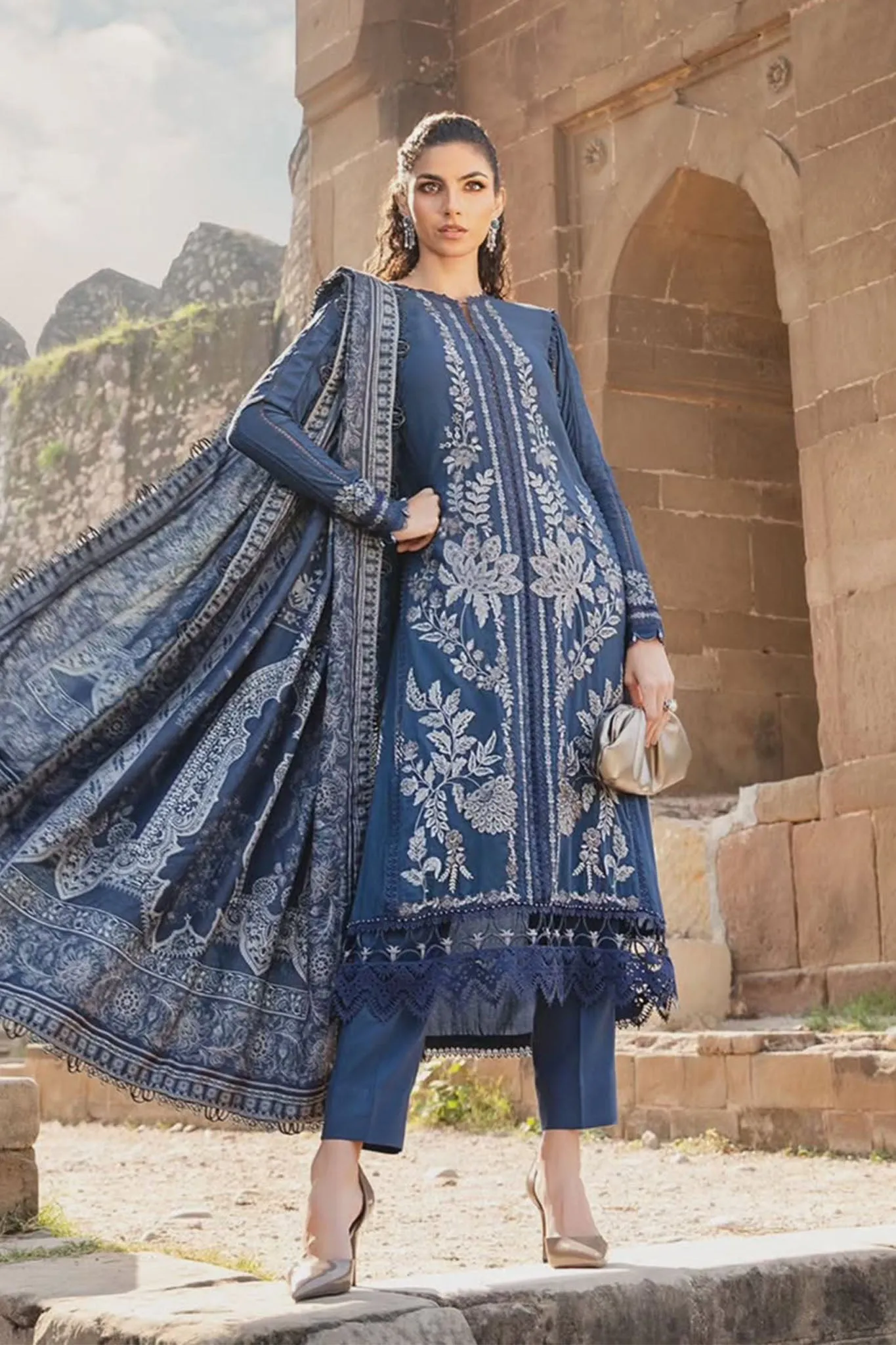 M Prints By Maria B Unstitched 3 Piece Winter Edition Collection'2024-04-B