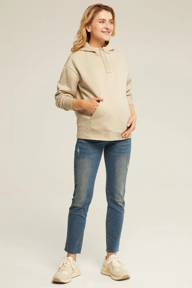 Maacie Maternity Ribbed Cuff Long Sleeve Hoodies