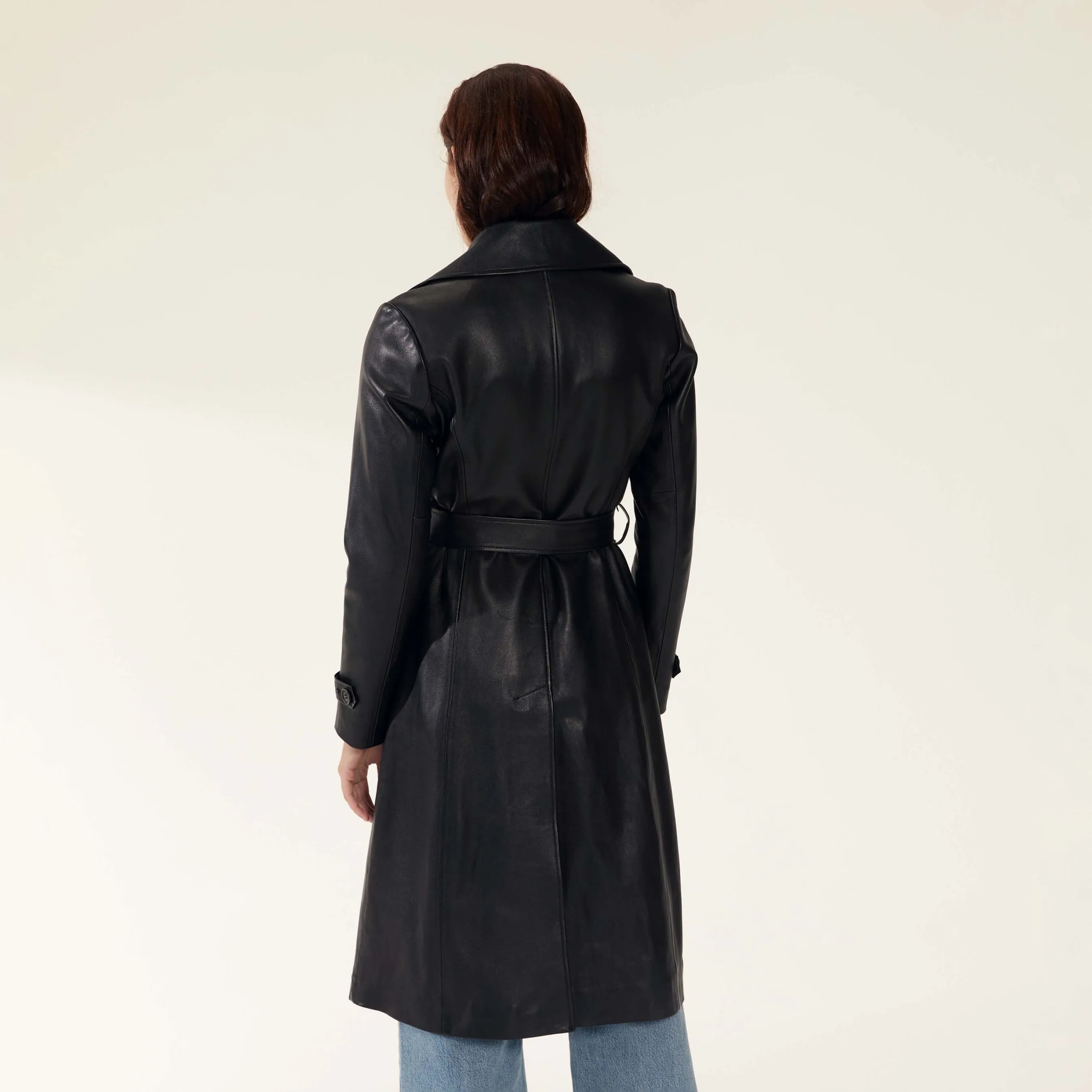 Margot Lambskin Leather Trench Coat by Italic