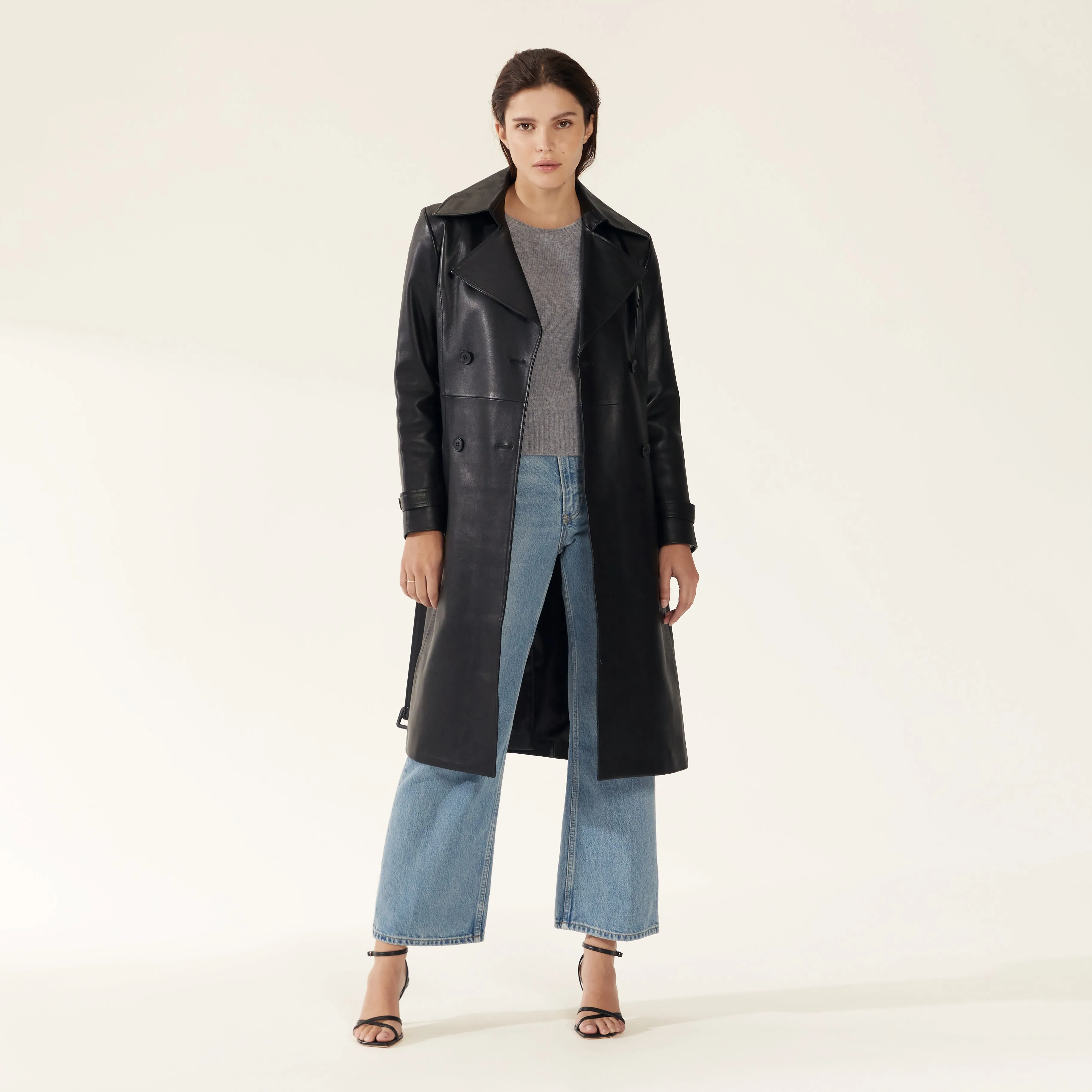 Margot Lambskin Leather Trench Coat by Italic