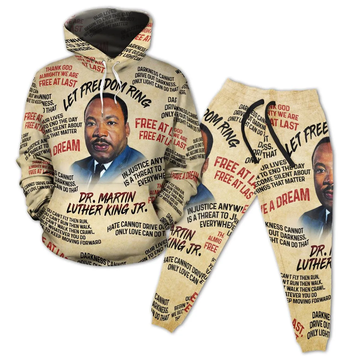 Martin Luther King The Leader 2 All-over Hoodie and Joggers Set