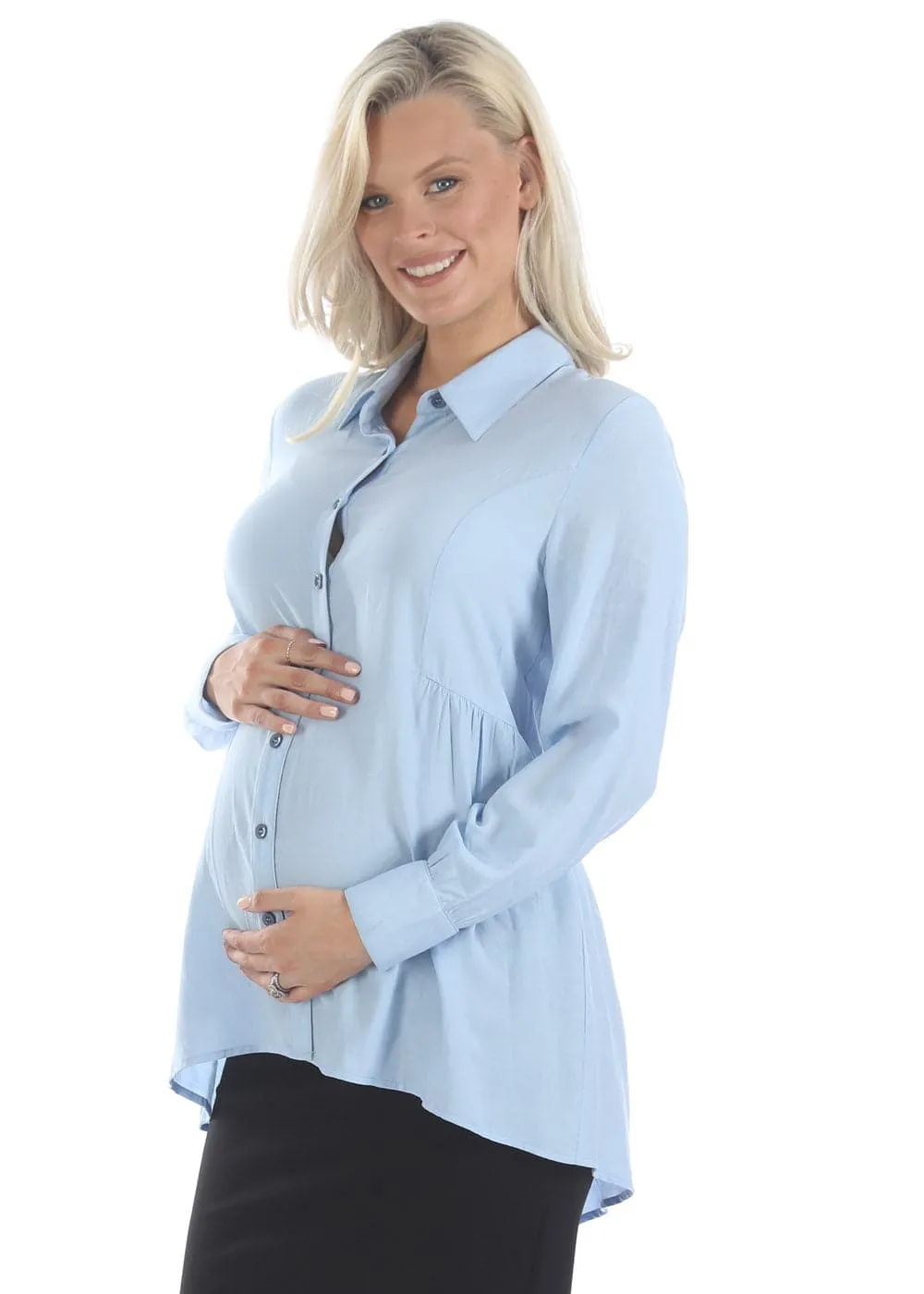 Maternity Blue Work Shirt