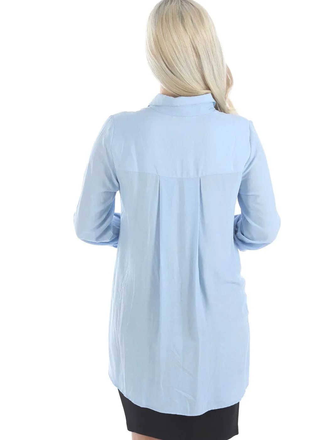 Maternity Blue Work Shirt