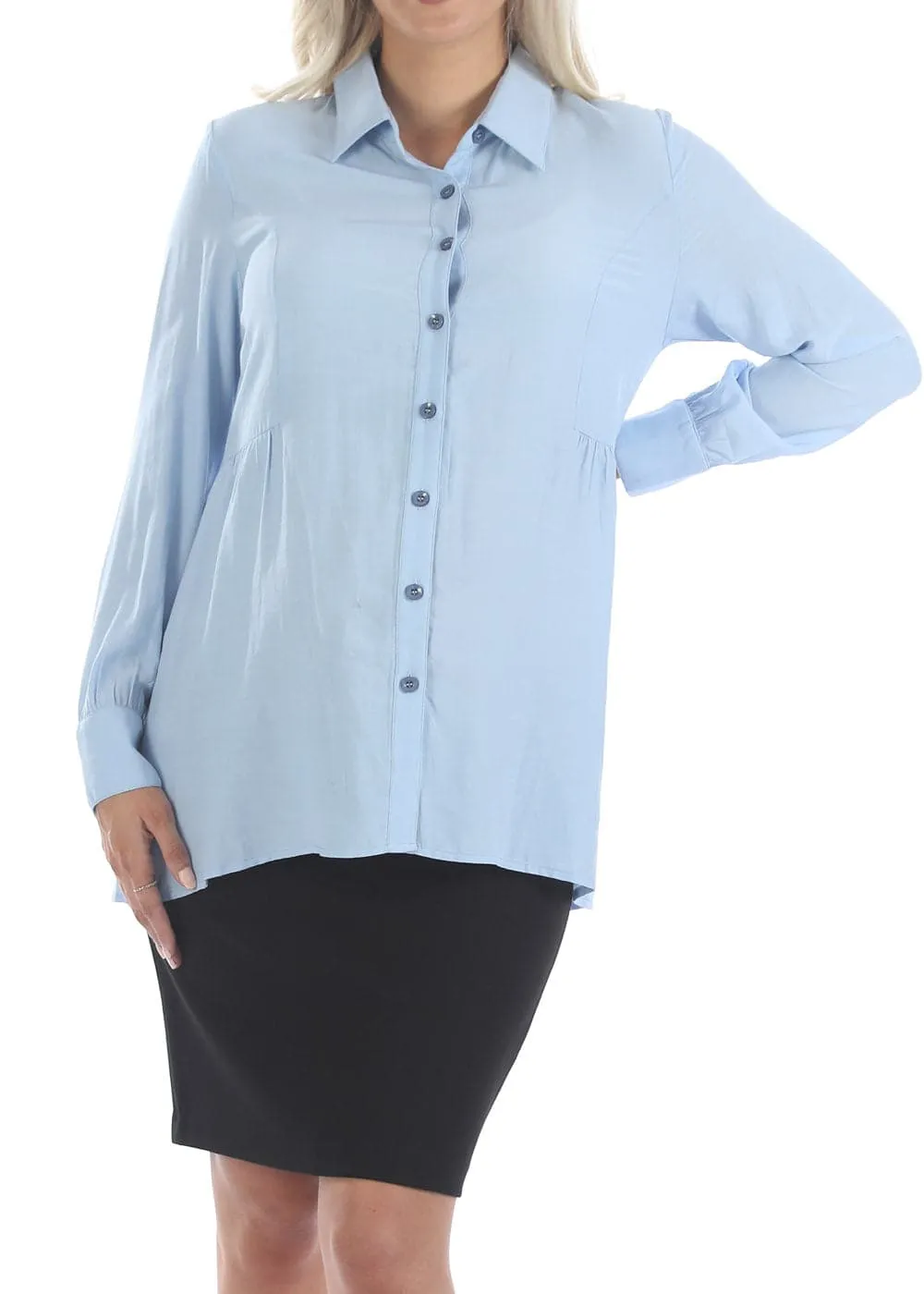 Maternity Blue Work Shirt