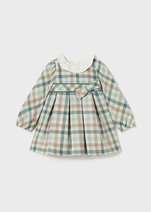 Mayoral Baby Girl Green And Cream Plaited Dress