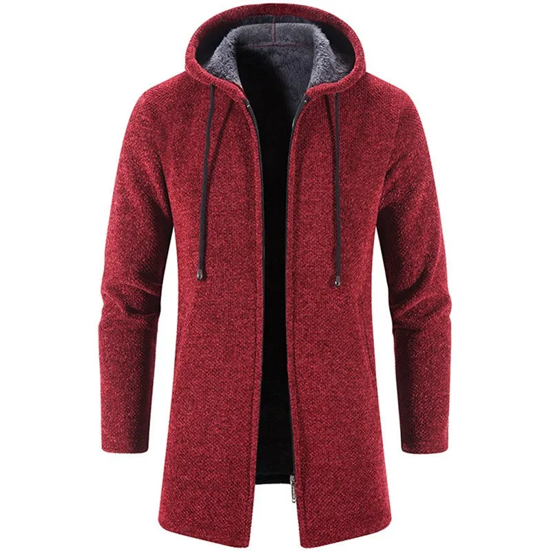 Men Hooded Zip Fleece Knit Sweaters Coat Warm Thick Windbreaker Jackets Coat | 6619