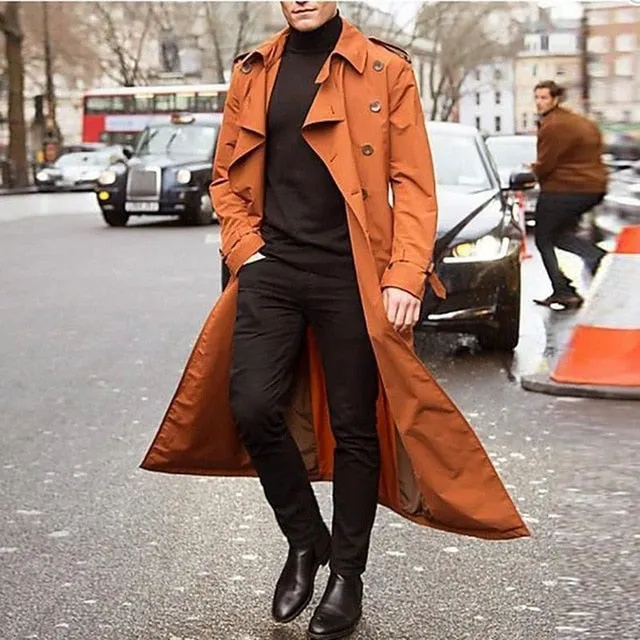 Men Overcoat Vintage Long Trench Coat Men new Jacket Coats Mens Business black Casual Long Solid Windbreak Coat Autumn Outwear