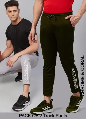 Men Printed Grey/Olive Night Track Pants (Pack of 2)