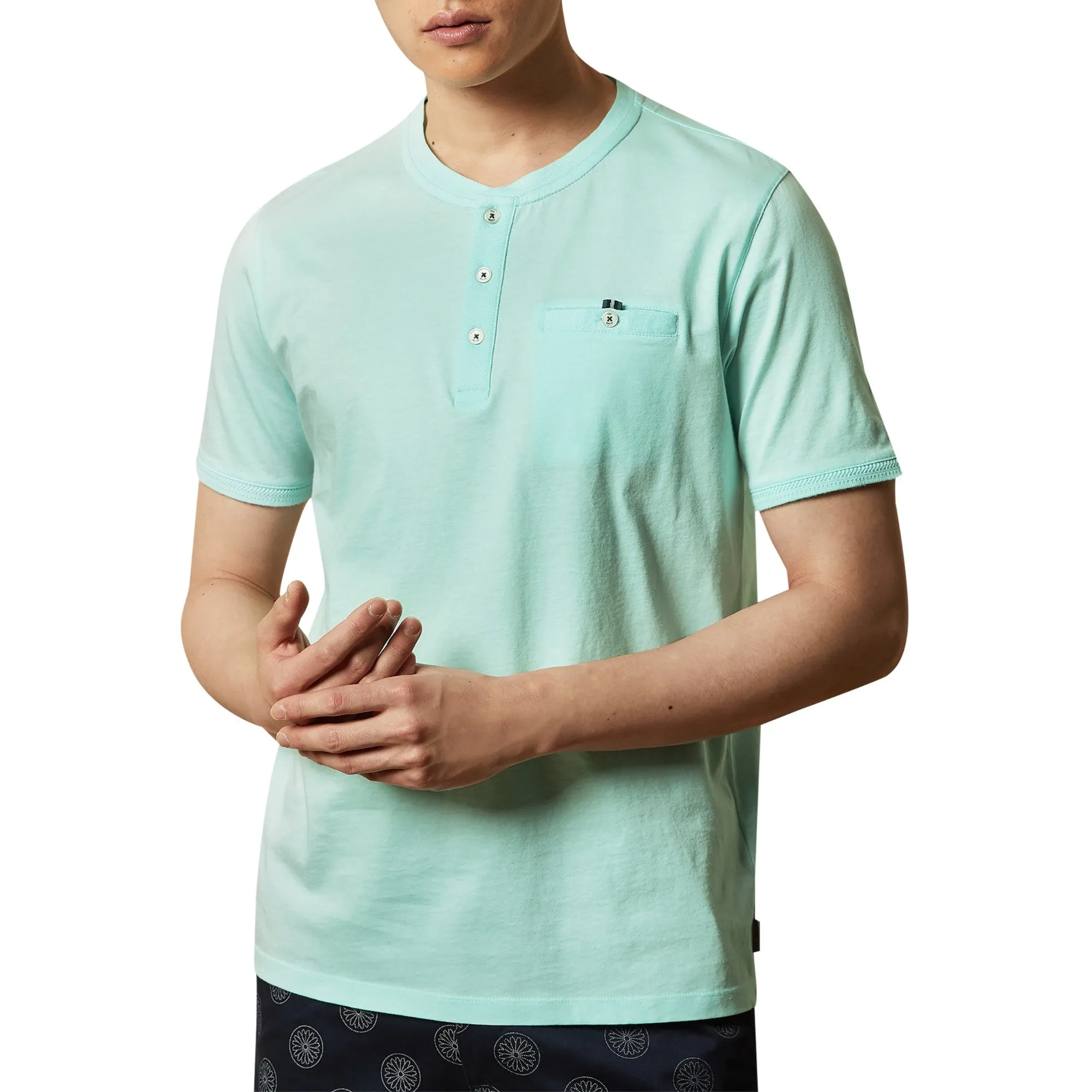 Men Sirma-Ss Henley T-Shirt - Light-Blue