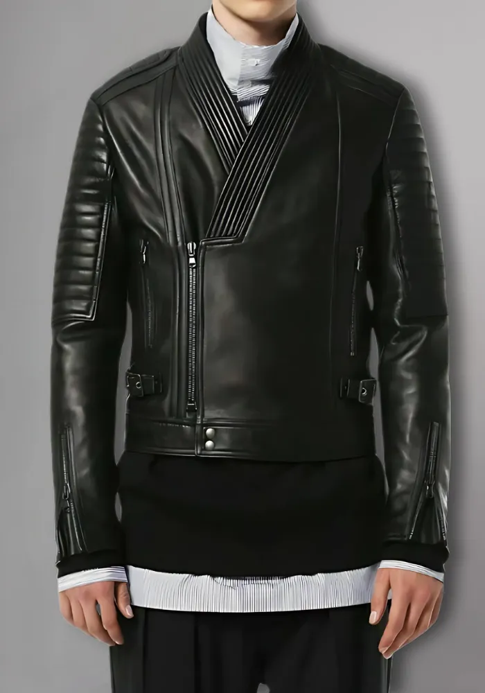 Mens Black Bomber Quilted Leather fashion Stylish Jacket