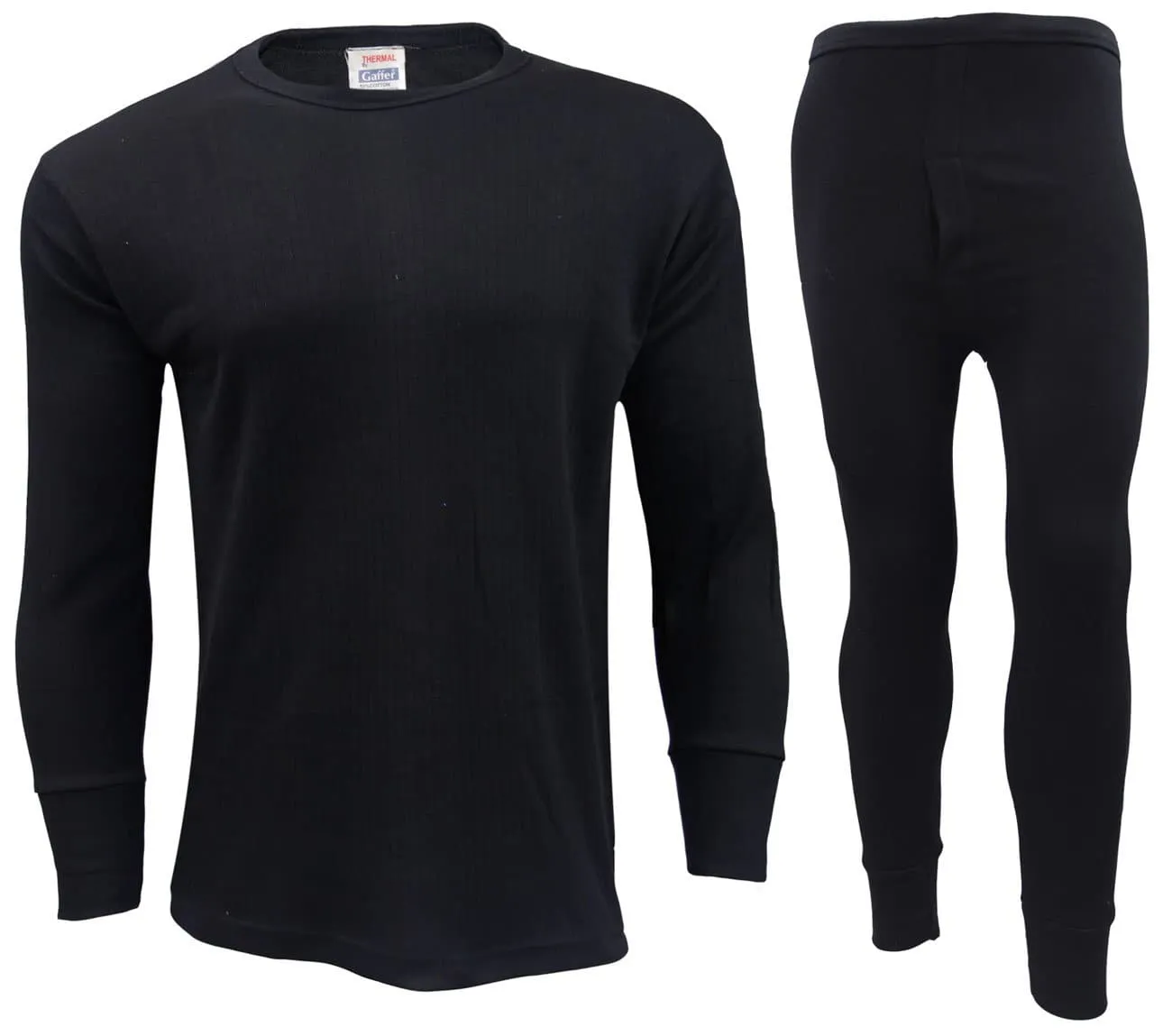 Mens Black Long Johns Thermal Full Sleeve Set