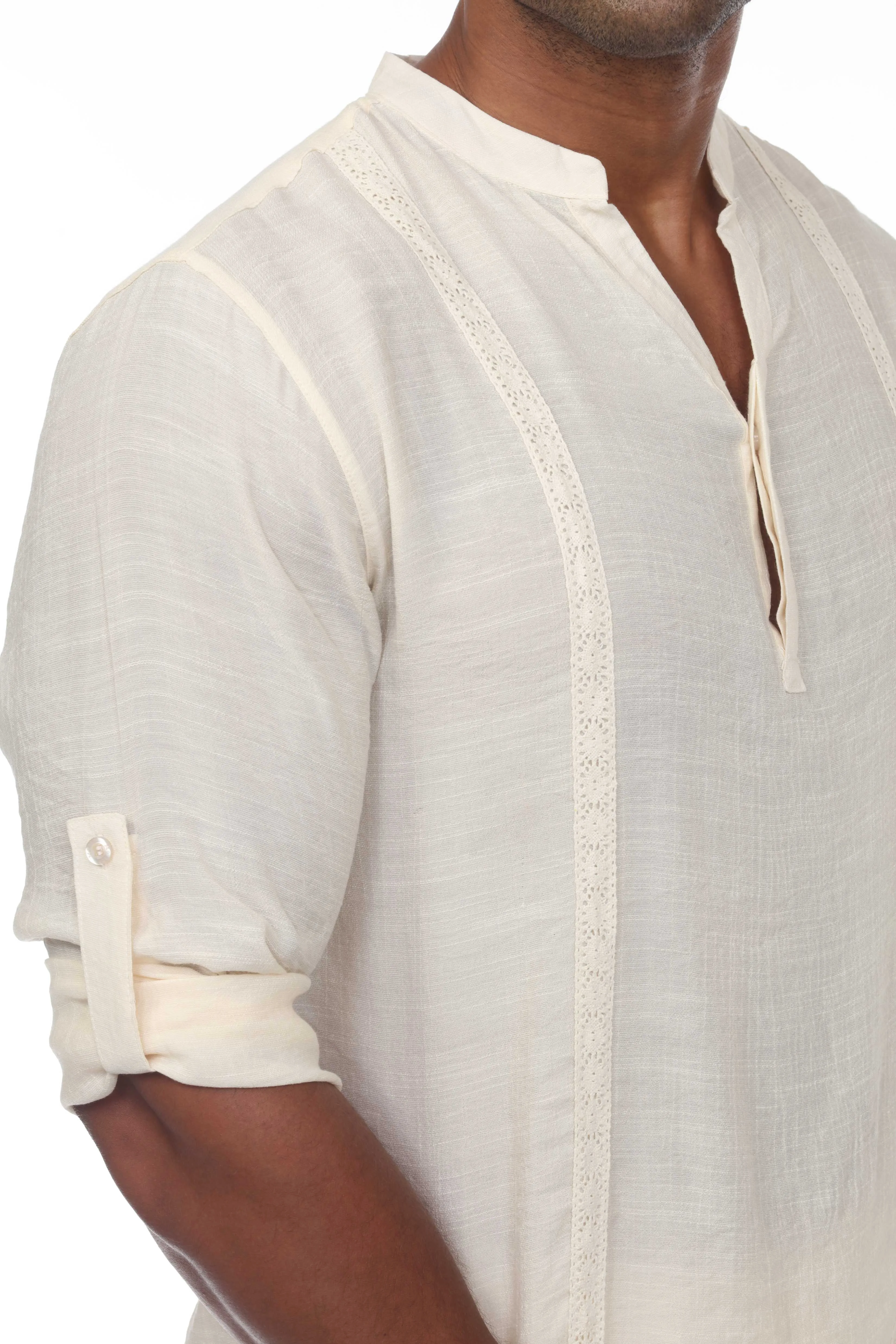 Men's Casual Beachwear Henley Shirt Long Sleeve Button Up