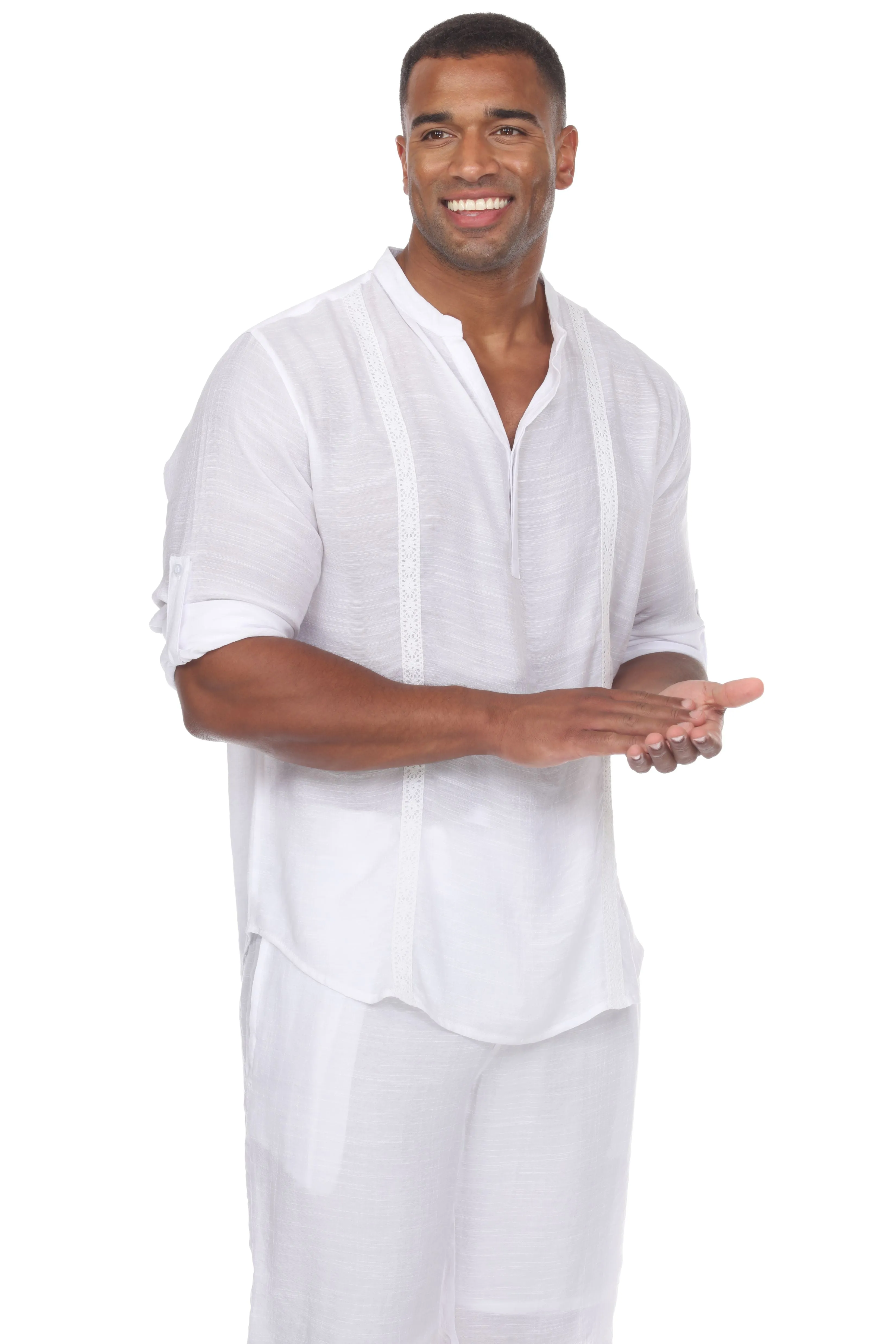 Men's Casual Beachwear Henley Shirt Long Sleeve Button Up