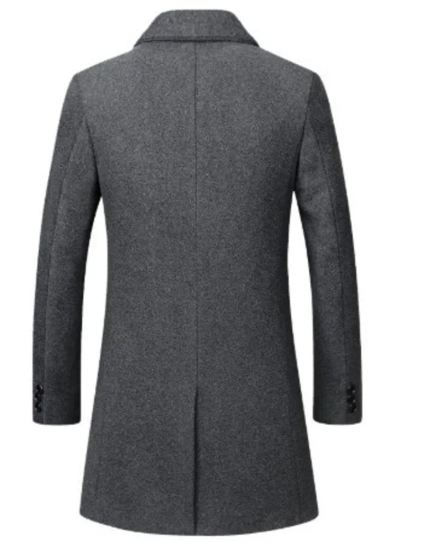 Mens Classic Dual Button Mid Length Coat