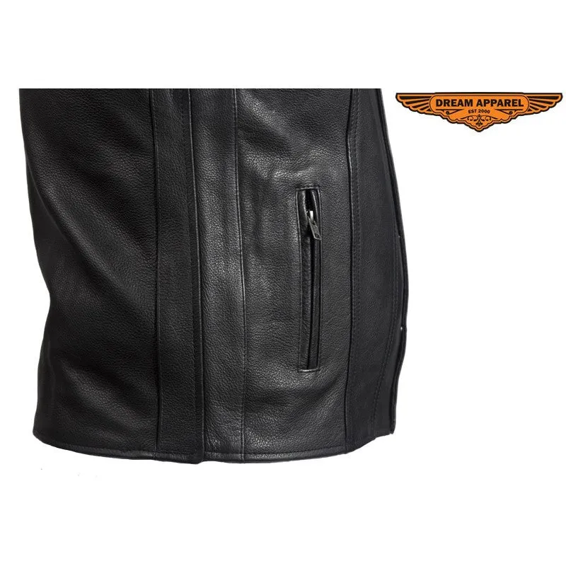 Mens Classic Motorcycle Club Vest With Gun Pockets MV8014-11