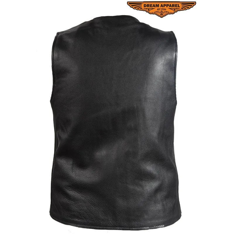 Mens Classic Motorcycle Club Vest With Gun Pockets MV8014-11