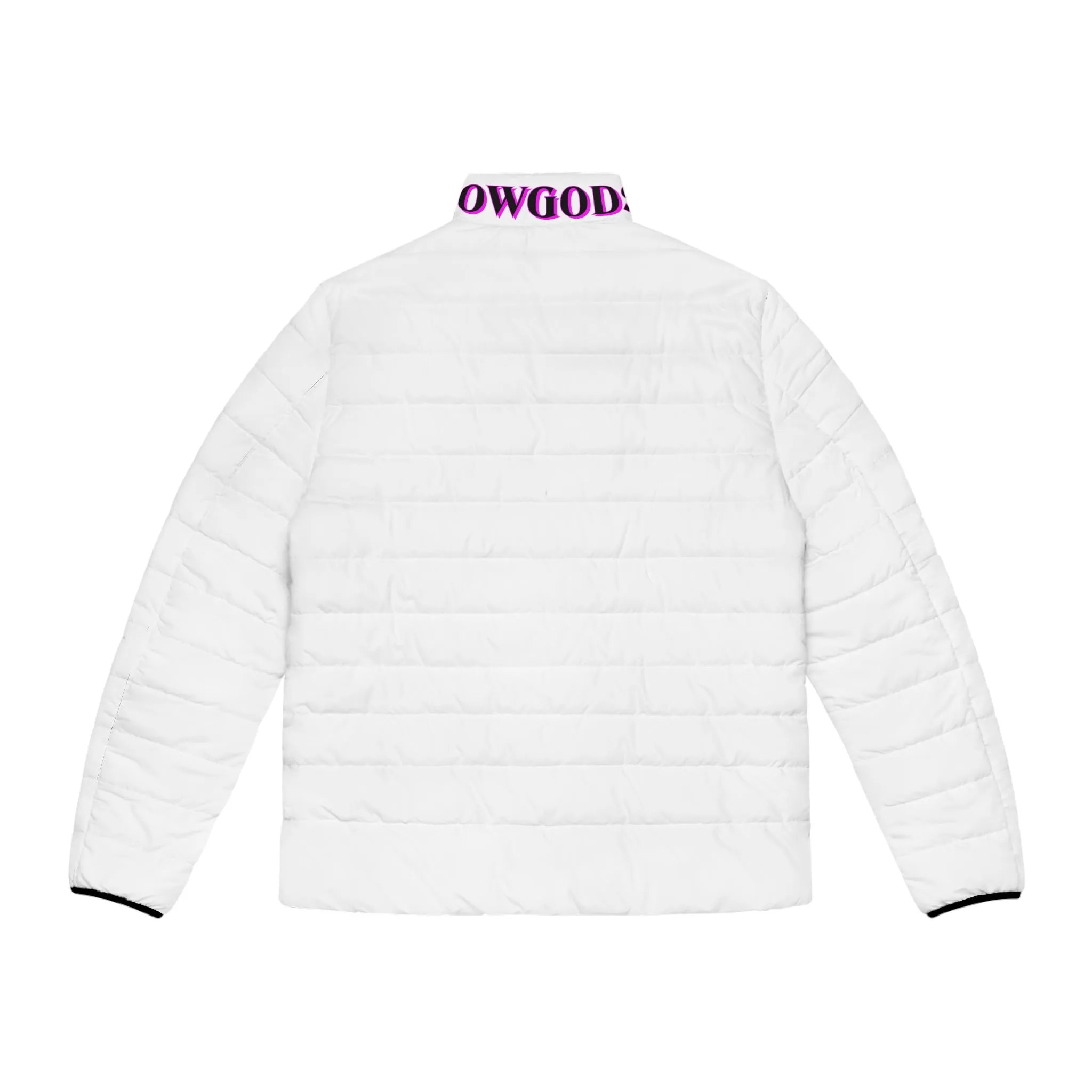 Men's CROWGODSHI 2nd GEN Puffer Jacket, WHITE W/ PINK LOGO