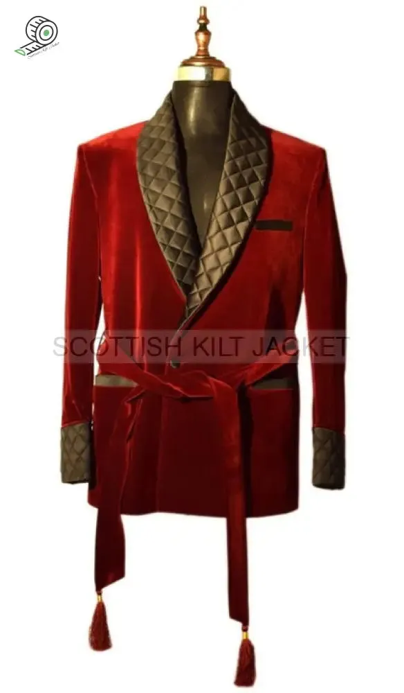 Men's Evening Blazers with Burgundy Velvet Jackets