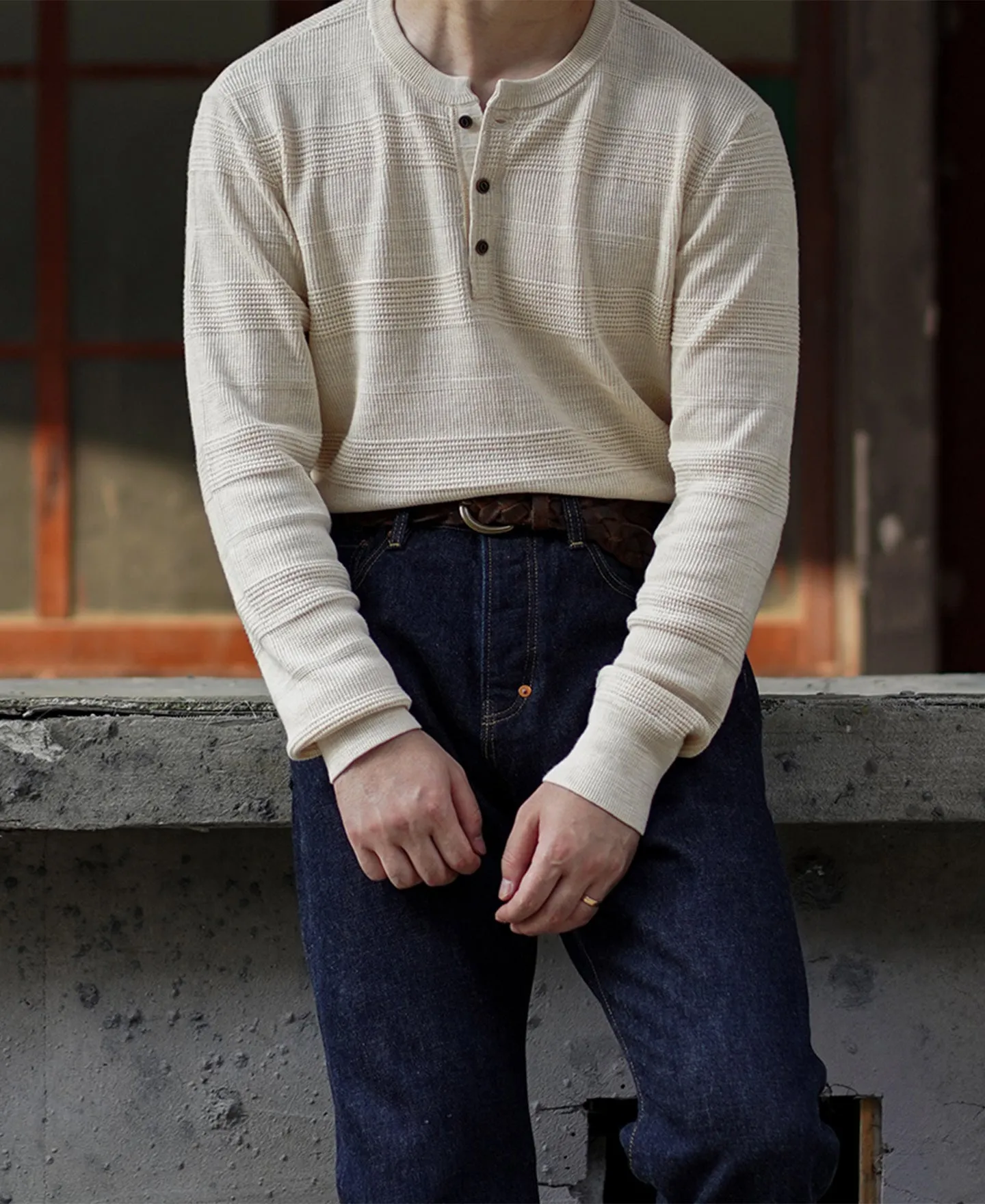 Men's Knitted Long Sleeves Henley Shirt