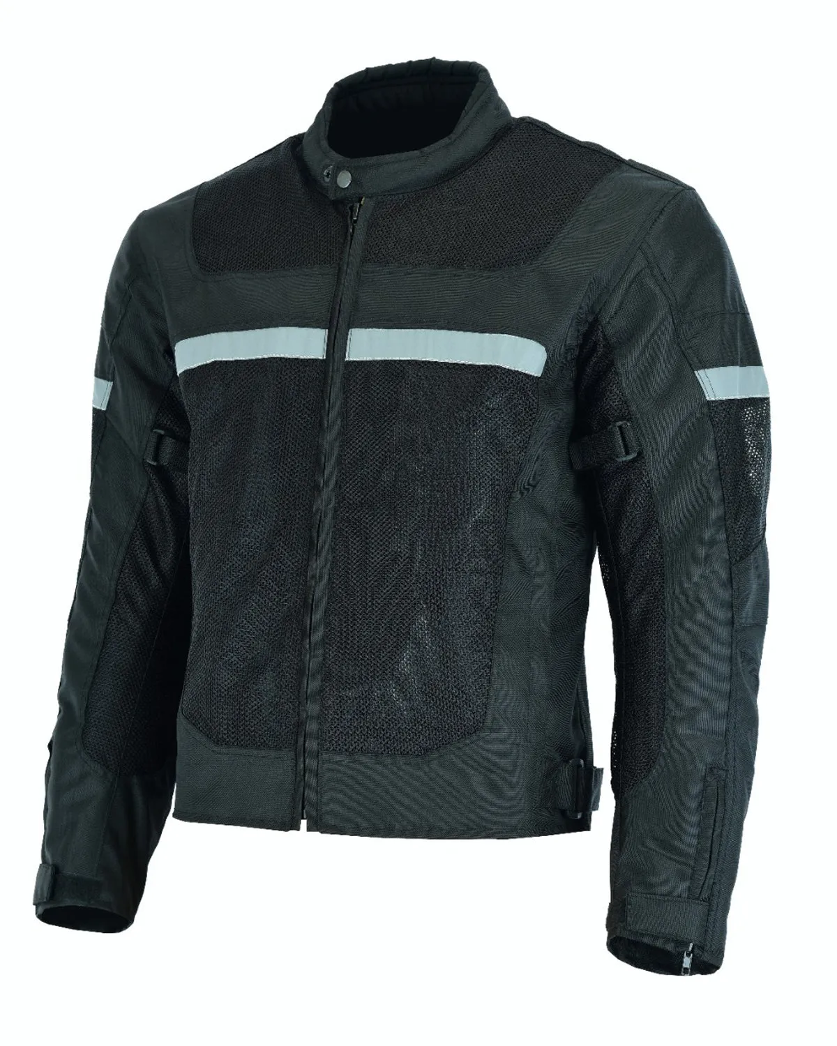 Mens Motorcycle Perforated Textile Reflective Mesh Riding 3 Season Jacket with removable armor