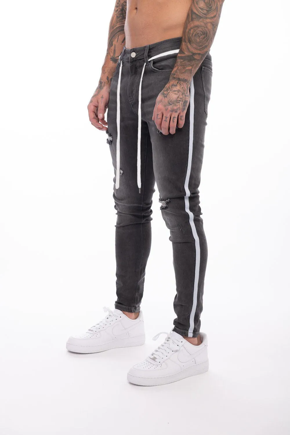 Men's Ripped White Slim Fit Skinny Jeans