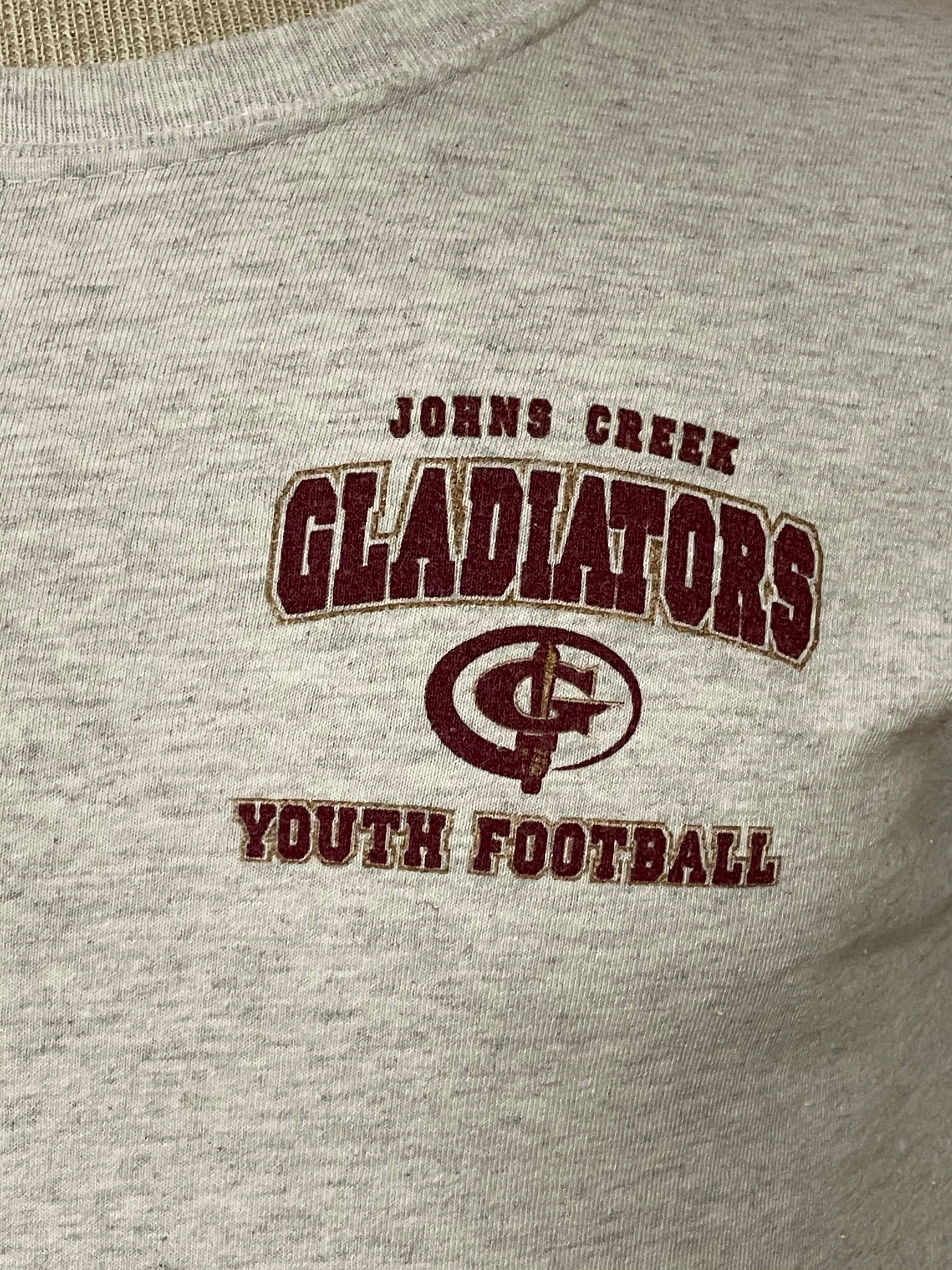 Mens Small Johns Creek GA 2012 GLADIATORS Youth Football Gray Short Sleeve TShirt