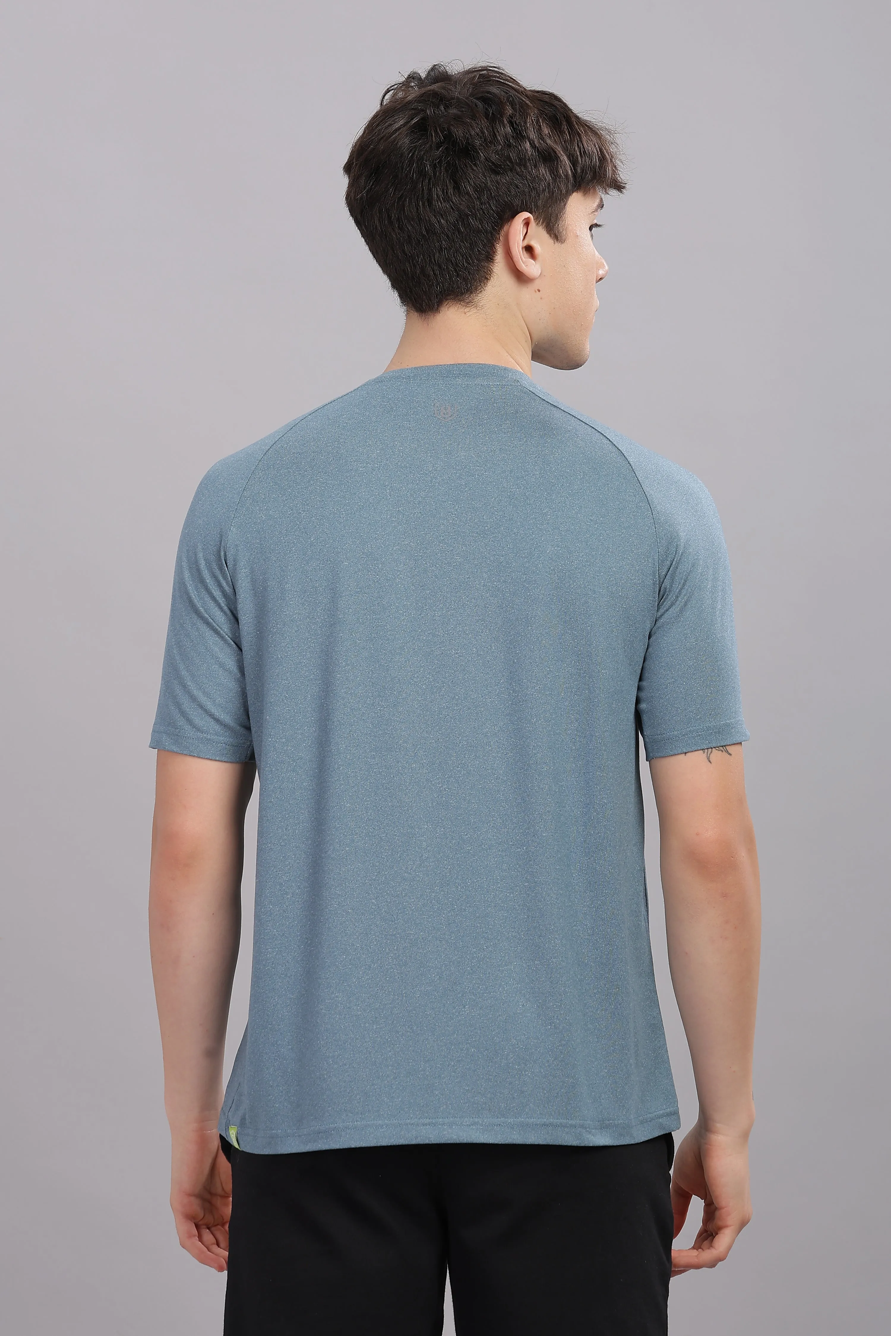 Men's Super Comfy raglan sleeve casual T shirt with chest pocket (SMOKE BLUE)