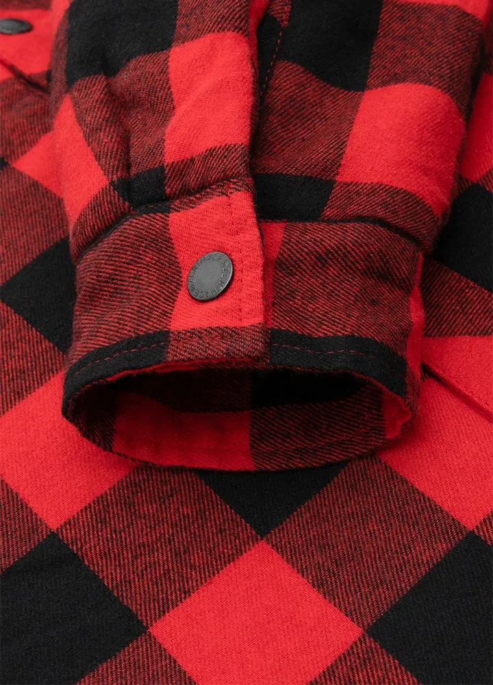 Men's Thicken Plaid Hooded Flannel Shirt Jacket with Quilted Lined