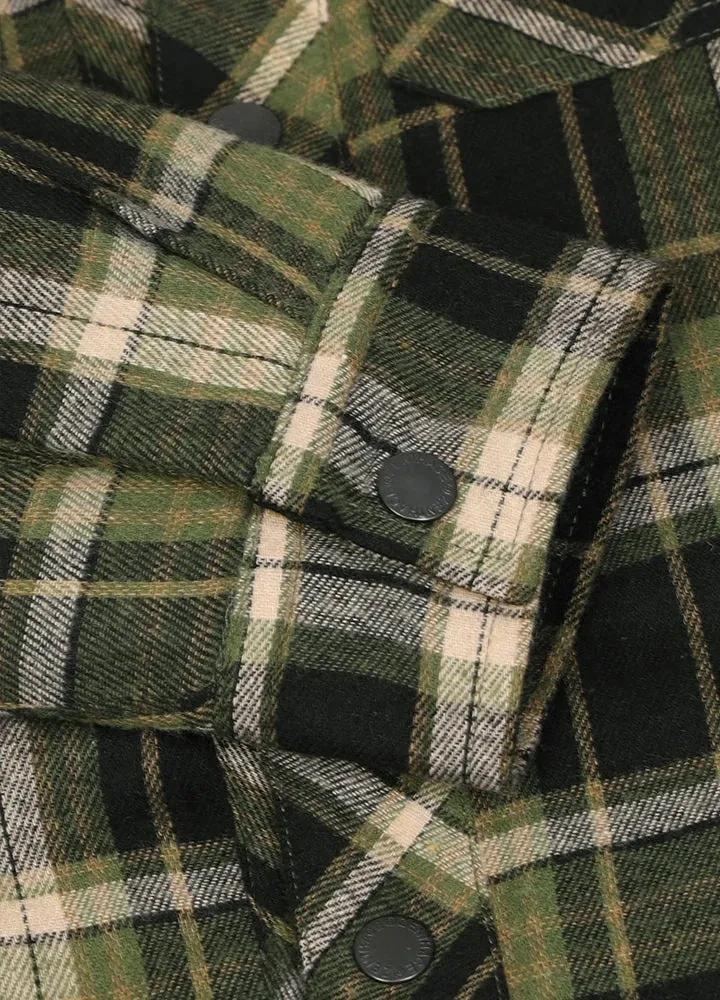 Men's Thicken Plaid Hooded Flannel Shirt Jacket with Quilted Lined