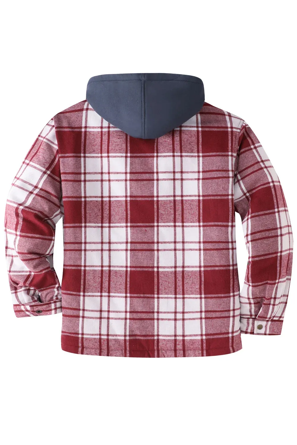 Men's Thicken Plaid Hooded Flannel Shirt Jacket with Quilted Lined