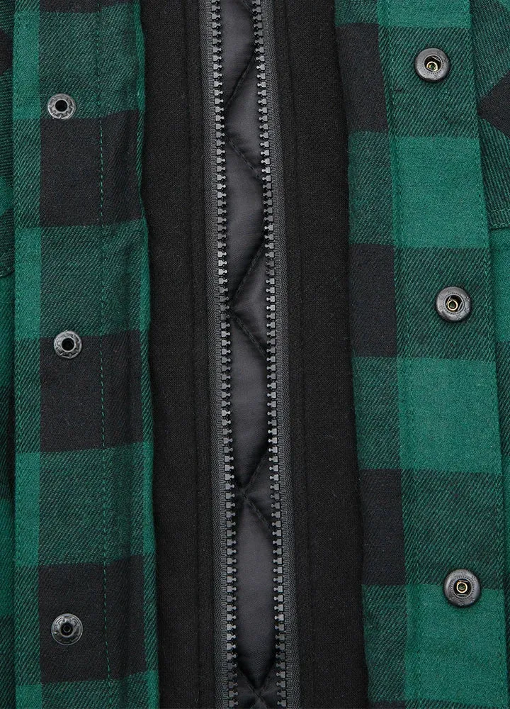 Men's Thicken Plaid Hooded Flannel Shirt Jacket with Quilted Lined