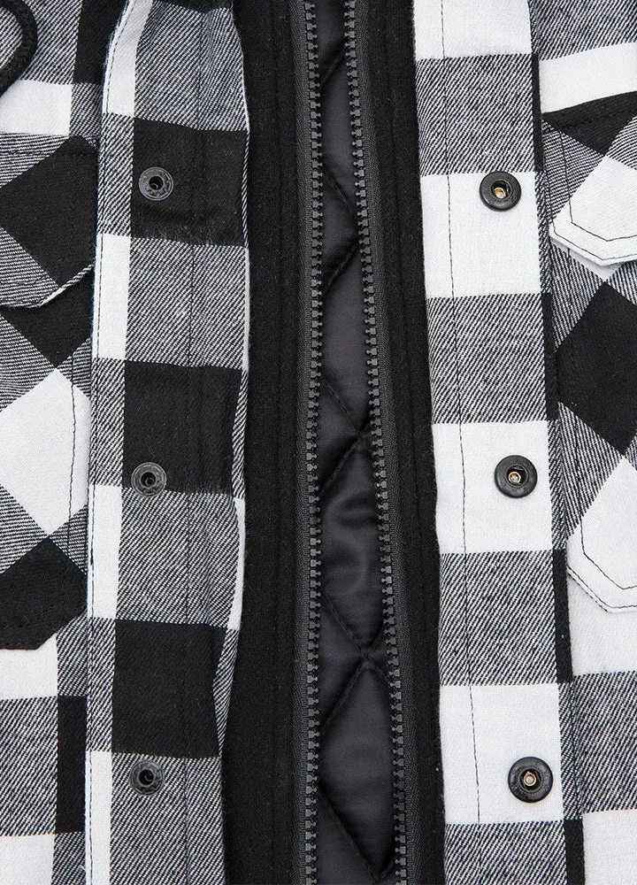 Men's Thicken Plaid Hooded Flannel Shirt Jacket with Quilted Lined