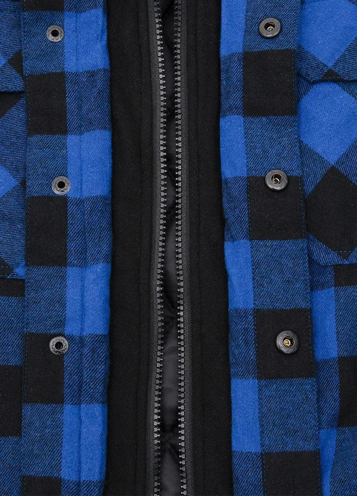 Men's Thicken Plaid Hooded Flannel Shirt Jacket with Quilted Lined