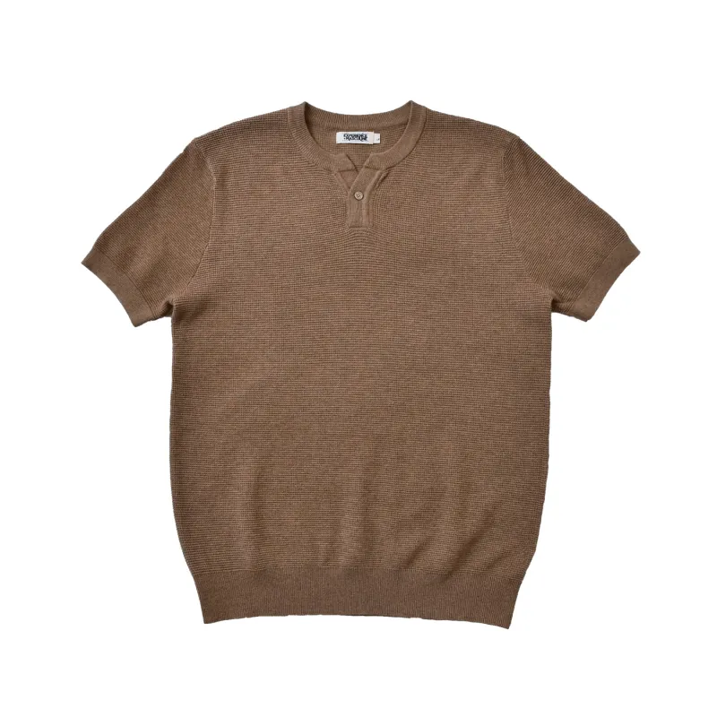 Men's Waffle Henley Shirt Short Sleeves