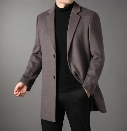 Men's Wool Trench Elegant Coat