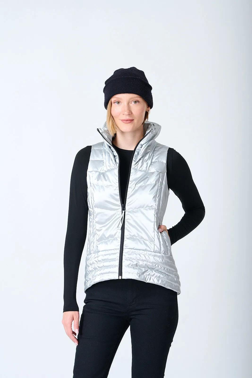 Metallic Quilted Waxed Vest