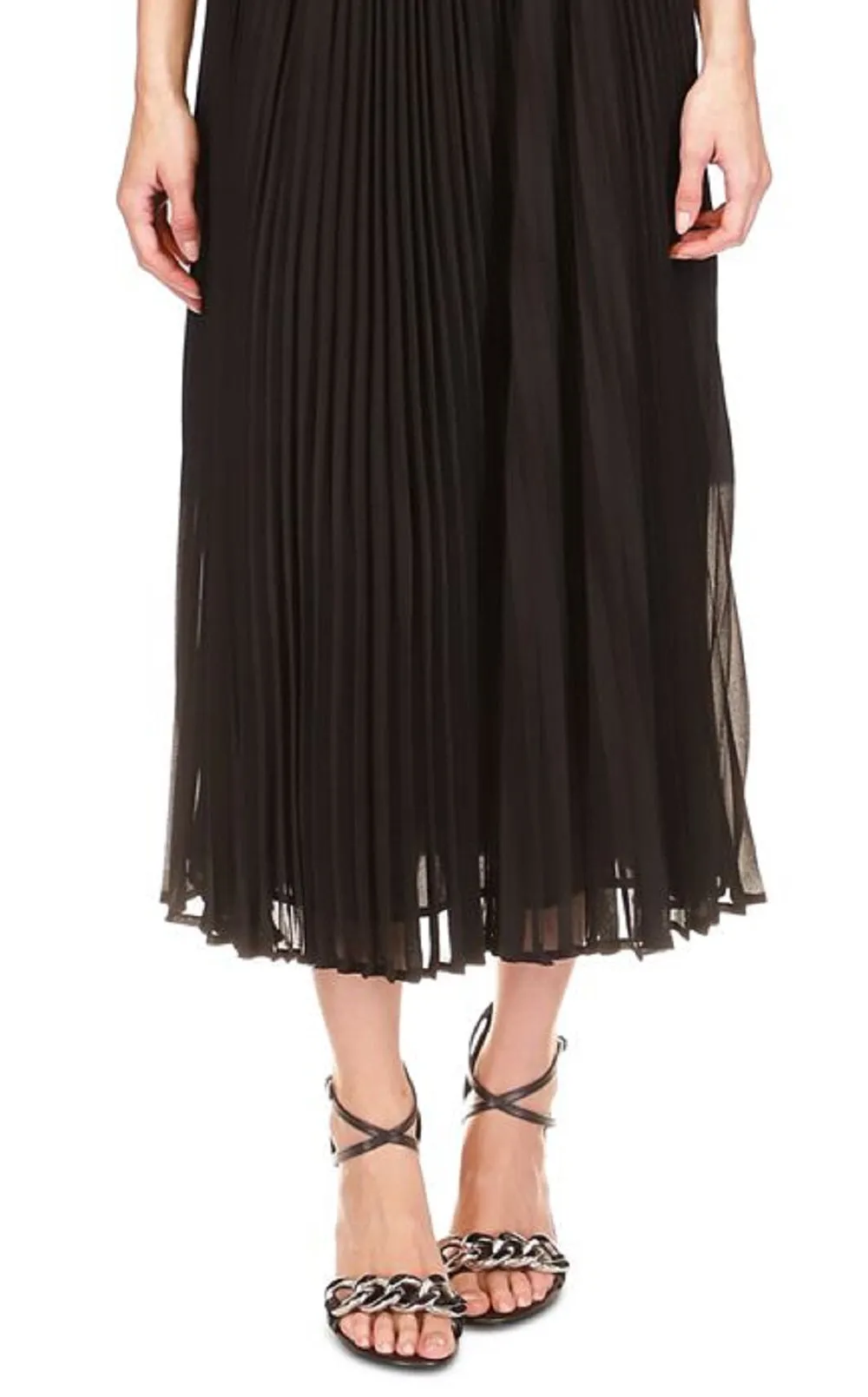 Michael Kors Women's Pleated Midi Skirt Black