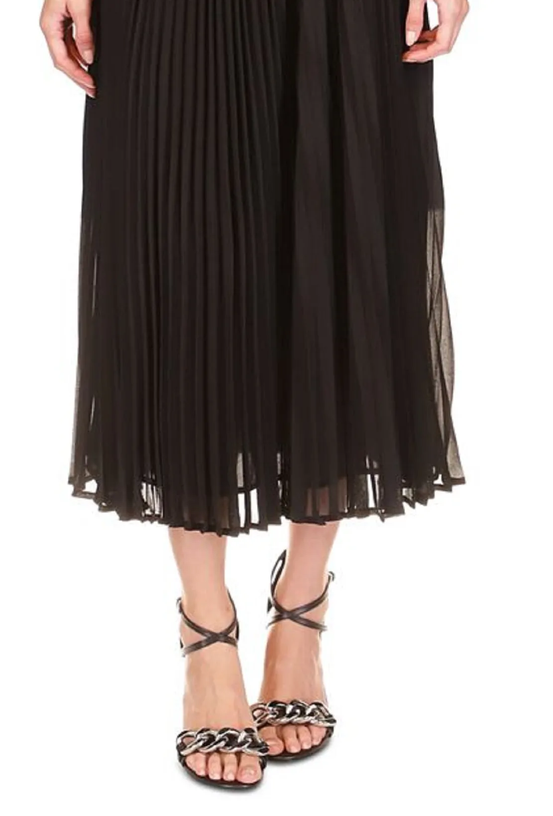 Michael Kors Women's Pleated Midi Skirt Black