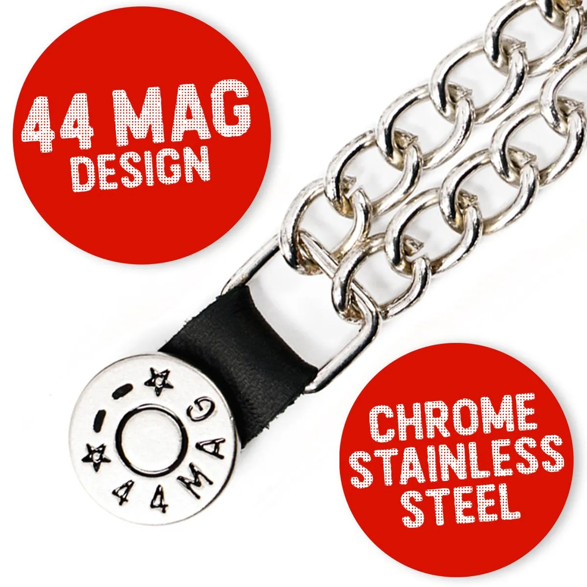 Milwaukee Leather 44-Magnum Dial Vest Extender Double Chrome Chains Genuine Leather 6.5" Extension MLA1002-Single