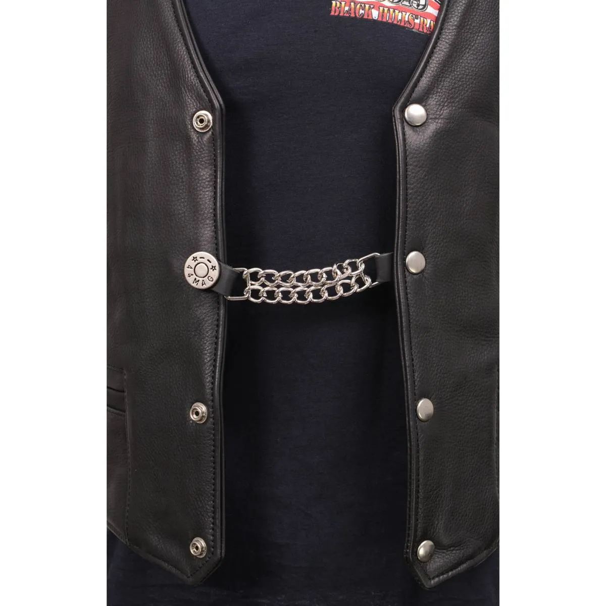 Milwaukee Leather 44-Magnum Dial Vest Extender Double Chrome Chains Genuine Leather 6.5" Extension MLA1002-Single