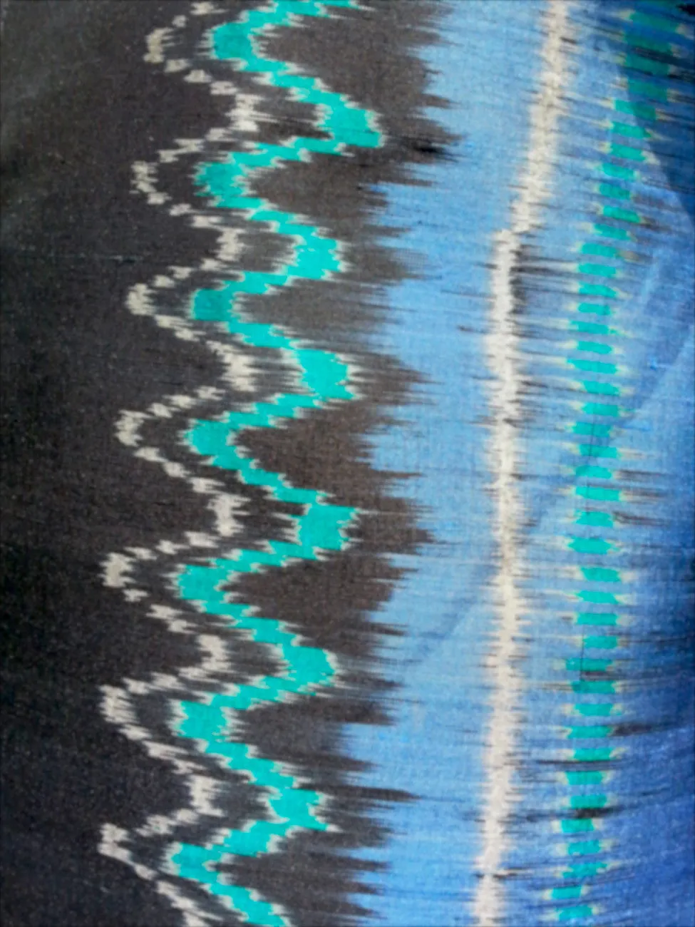 Modern Ikat Couture Cut Jacket Black Cobalt Turquoise