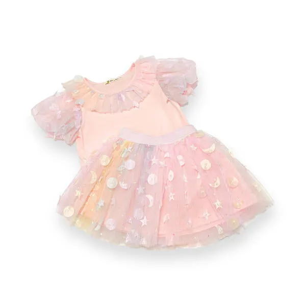 Moon & Star Embellished Tutu - pink