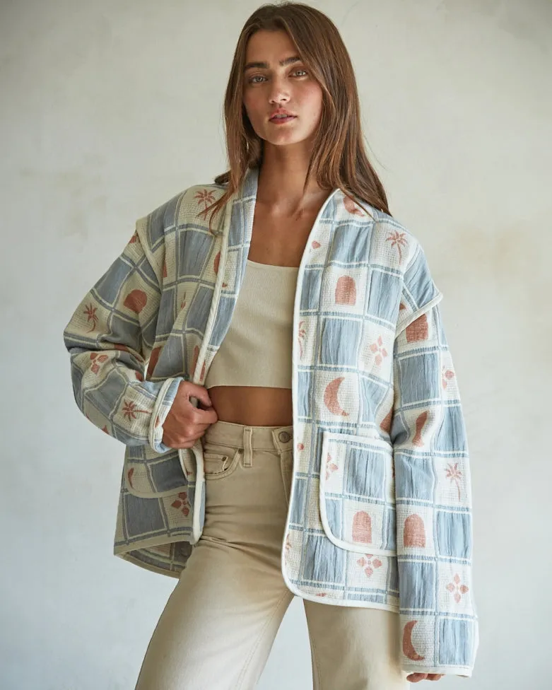 Moon Patched Oversized Quilted Cottage Jacket