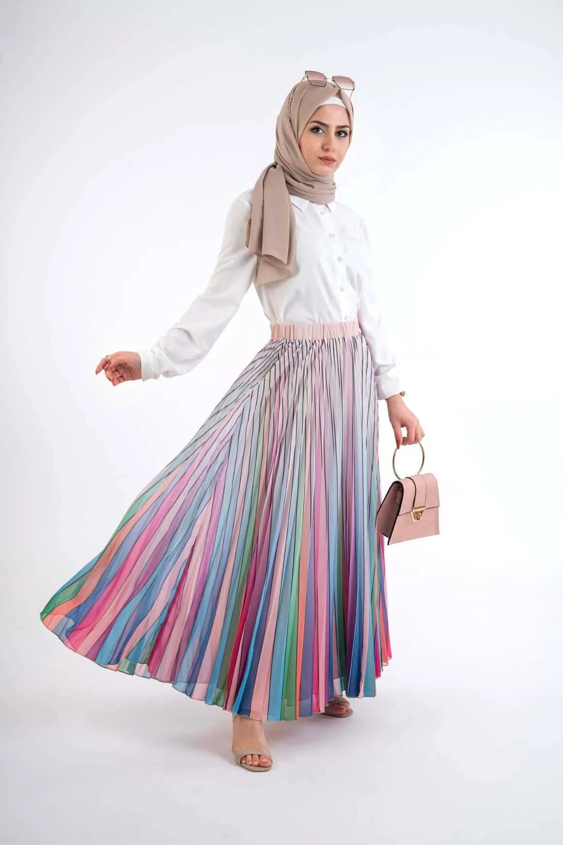 Multicolor pleat Skirt