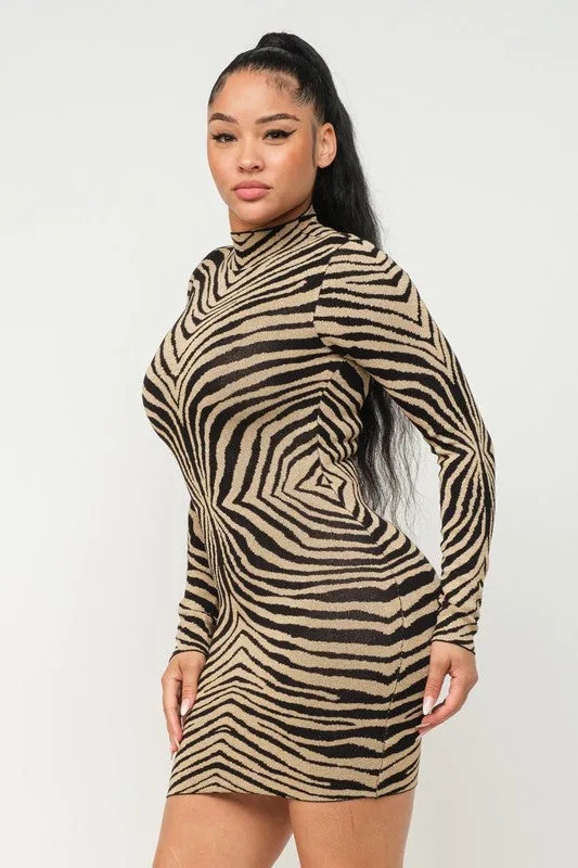 Nelia Long Sleeves Zebra Dress