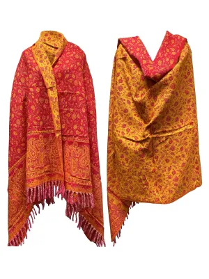 NEW RED/YELLOW Floral  Scarf Luxury Handmade Yak Wool yoga blanket stole unisex Travel Wrap Meditation Soft Shawl special Gift for her